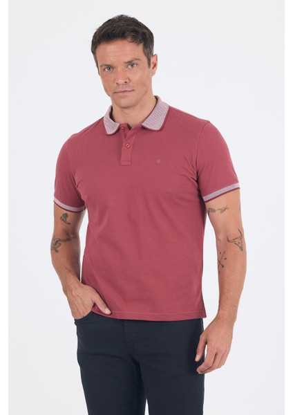 Gül Kurusu Polo Yaka Kısa Kol Cepsiz Slim Fit :%100 Pamuk Tişört 1011250182