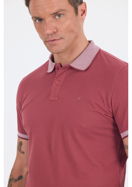 Gül Kurusu Polo Yaka Kısa Kol Cepsiz Slim Fit :%100 Pamuk Tişört 1011250182 fırsatları