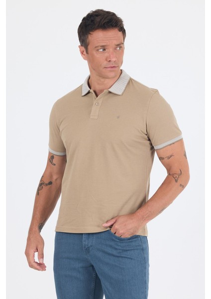 Koyu Bej Polo Yaka Kısa Kol Cepsiz Slim Fit :%100 Pamuk Tişört 1011250182 modelleri