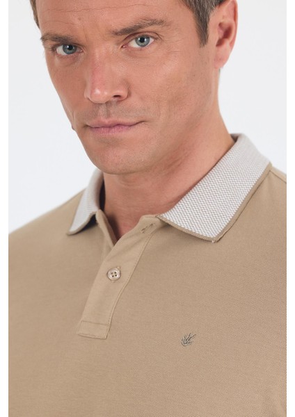 Koyu Bej Polo Yaka Kısa Kol Cepsiz Slim Fit :%100 Pamuk Tişört 1011250182 fırsatları