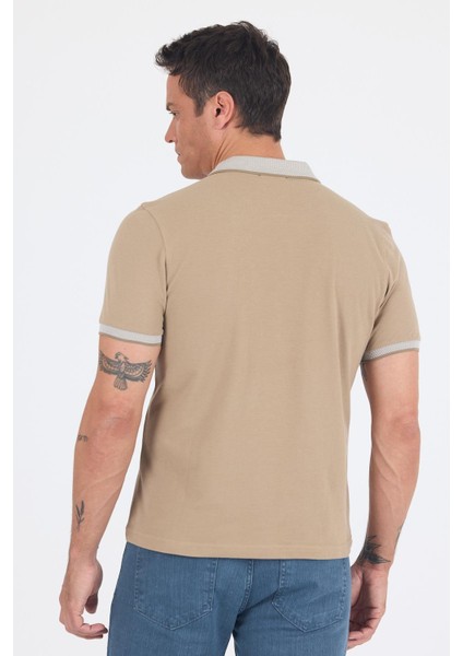 Koyu Bej Polo Yaka Kısa Kol Cepsiz Slim Fit :%100 Pamuk Tişört 1011250182 indirimleri