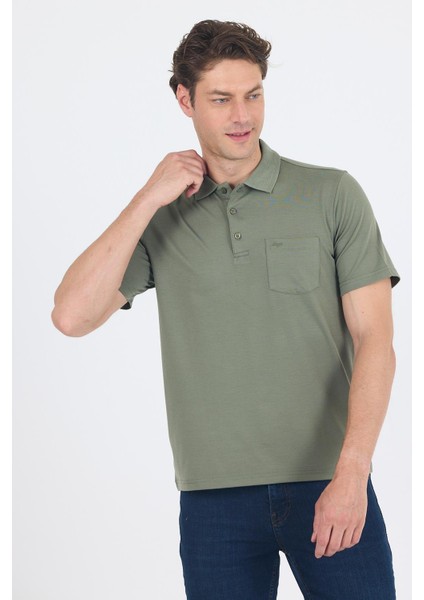 Açık Yeşil Kısa Kol Polo Yaka Cepli Classic Standart Beden Tişört 1011250173 modelleri
