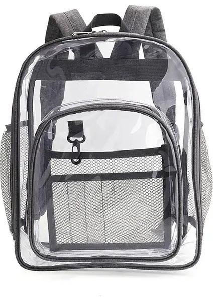 Sırt Çantası Su Geçirmez Şeffaf Okul Çantası Kız Büyük Kapasiteli Sırt Çantası Düz Açık Sırt Çantası Erkekleri Moda Şeffaf Plastik Torba Renk: Gri/boyut: 36CMX28CMX12CM (Yurt Dışından)