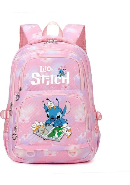 Disney Lilo Stitch Okul Sırt Çantası Öğrenci Genç Kitap Çantaları Erkek Kız Kadın Rucksack Sırt Çantası Seyahat Mochila Escolar Renk: Pink2 (Yurt Dışından)