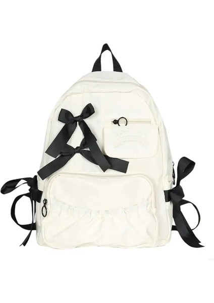 4xff Japon Anime Naylon Okul Çantası Beyli Tepeli Genç Kızlar Için Büyük Sırt Çantası Renk: Beyaz (Yurt Dışından)