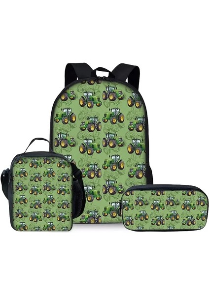 3pcs/set Karikatür Araba Baskı Okul Çantaları Erkek/kızlar Karikatür Kitap Çantaları Set Sırt Çantaları Okul Hediyeleri Renk: Yeşil (Yurt Dışından)