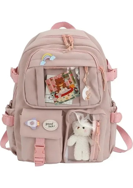 Kawaii Estetik Kadınlar Backpack Okul Çantası Genç Kızlar Için Japon Koreli Sırtı Öğrenci Kitap Çantaları Sevimli Okul Sırt Çantası Mochila Renk: Pembe (Yurt Dışından)