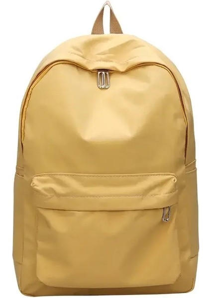 Yeni Su Geçirmez Naylon Kadın Okul Sırt Çantası Genç Kızlar Kadın Seyahat Çantası Öğrencisi Düz Renkli Kitap Çantası Renk: Sarı (Yurt Dışından)