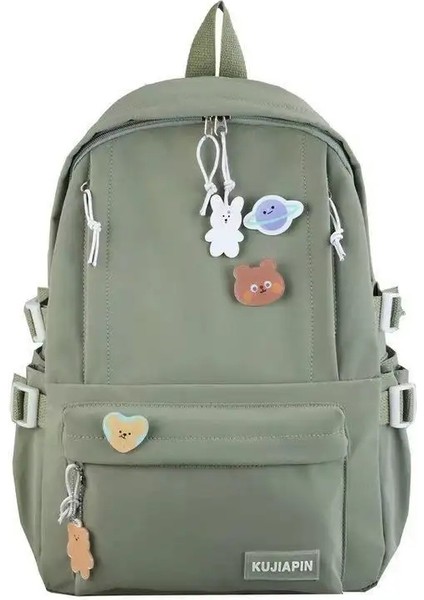 Yeni Harajuku Okul Çantası Öğrenci Büyük Kapasiteli Okul Çantası Taze Trail Backpack Fan Work Giyim Tarzı Sırt Çantası Renk: Yeşil (Yurt Dışından)