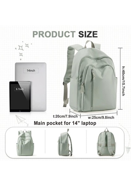 Erkekler Için Erkek Dizüstü Bilgisayar Çantası Okul Çantaları, Kadınlar Için Kolej Çantası Erkek, Ofis Dışı Sırt Çantası Genç Okul Sırt Çantası Renk: Yeşil (Yurt Dışından)