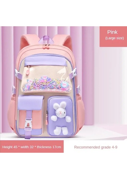 Kızlar Buzdolabı Quicksand ve Ilköğretim Okulu Sırt Çantası 1-3-6-9 Sınıf Ortaokul Erkek Çocuklar Sıradan Çocuklar Sırt Çantası Renk: Pembe Büyük (Yurt Dışından)