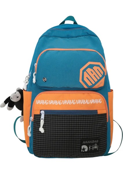 Yeni Büyük Kapasiteli Sırt Çantası 2024 Spor Moda Trendi Backpack Öğrenci Bilgisayar Seyahat Çantası Renk: Mavi (Yurt Dışından)