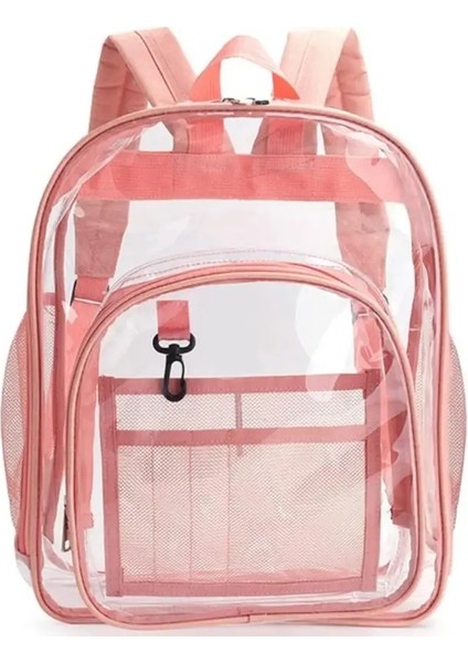 Sırt Çantası Su Geçirmez Şeffaf Okul Çantası Kız Büyük Kapasiteli Sırt Çantası Sağlam Açık Sırt Çantası Erkek Moda Şeffaf Plastik Çanta Renk: Pembe (Yurt Dışından)