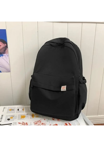Yeni Kadın Sırt Çantası Kadın Seyahat Çantası Okul Çantası Düz Renkli Kitap Çantası Mochila Kitap Çantası Renk: Siyah Yok Kolye (Yurt Dışından)