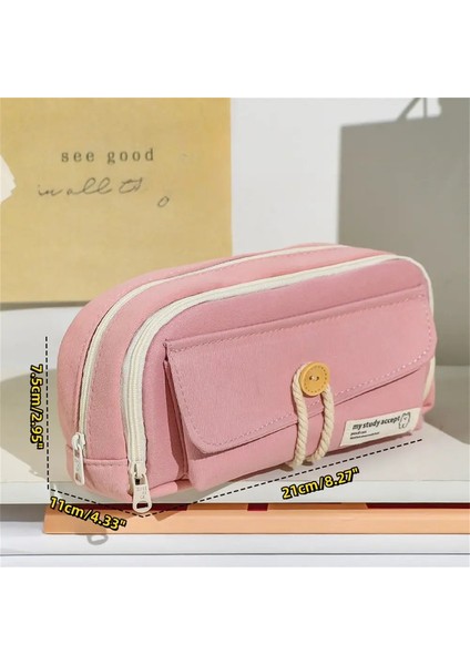 Kızlar Kozmetik Çanta Makyaj Araçları Tuvalet Depolama Depolama Organizatörü Kadın Vakfı Fırçası Kaş Kalem Ruj Kılıfı Büyük Kapasite Renk: Pembe (Yurt Dışından)