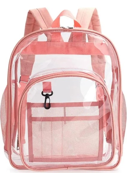 Sırt Çantası Su Geçirmez Şeffaf Okul Çantası Kız Büyük Kapasiteli Sırt Çantası Düz Açık Sırt Çantası Erkekleri Moda Şeffaf Plastik Torba Renk: Pembe/boyut: 36CMX28CMX12CM (Yurt Dışından)