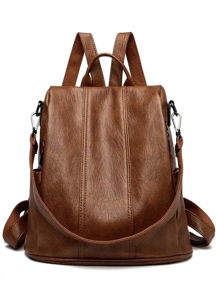 Yeni Hırsızlık Anti Backpack Cüzdanlar Yumuşak Deri Kadın Vintage Çanta Okul Çantaları Seyahat Çağap Bayanlar Kitap Çantası Sırt Çeki Renk: Kahverengi/boyut: 30X16X31CM (Yurt Dışından)