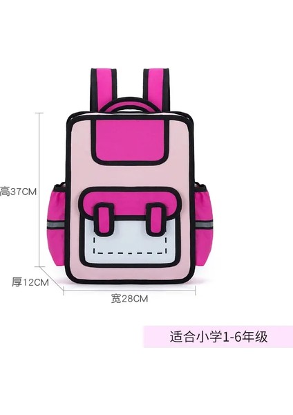 2024 Yeni Sırt Çantası Iki Boyutlu Anaokulu Schoolbag Karikatür 3D Ilköğretim Okulu Öğrenci Sırt Çantası Renk: Pembe (Yurt Dışından)
