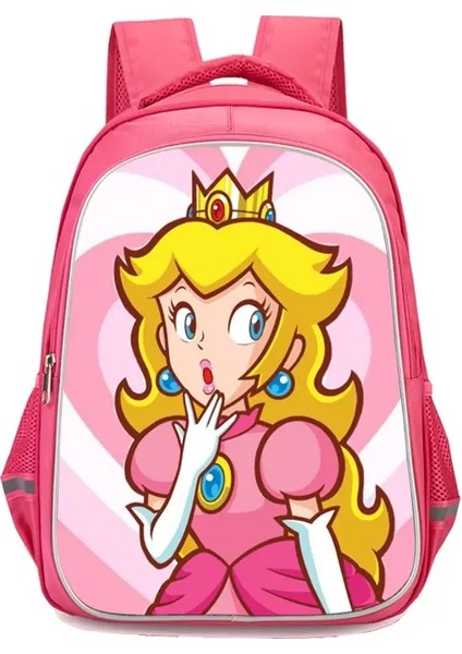 Kızlar P-Şeftali Prenses Baskı Sıradan Mochila Escolar Backpack Okul Çantası Genç Kız Naylon Su Geçirmez Sırt Çantaları Kadın Renk: Mavi (Yurt Dışından)