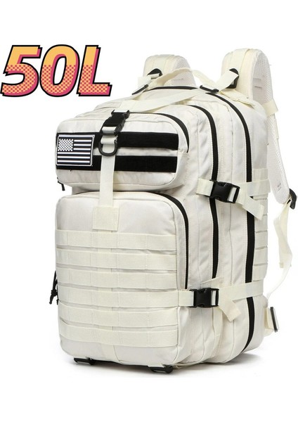 30L/50L 1000D Naylon Su Geçirmez Trekking Balıkçı Av Çantası Sırt Çantası Açık Sırp Çekişleri Taktik Spor Kampı Yürüyüş Renk: Beyaz (50L) (Yurt Dışından)