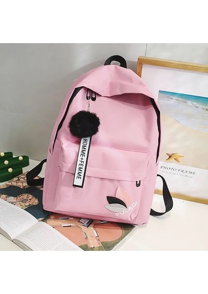 Kadınlar Okul Çantası Su Geçirmez Büyük Kapasiteli Okul Sırt Çantası Düz ​​fermuar Düz Renkli Gençler Kız Günlük Day Pack Çantası Öğrenci Tedarik Renk: Pembe (Yurt Dışından)