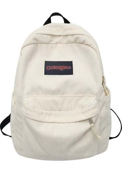 Vintage Erkek Kız Kadife Yeşil Okul Çantası Erkek Dizüstü Bilgisayar Sırt Çantası Serin Öğrenci Moda Kadın Seyahat Kitap Çantası Yeni Renk: Beyaz/beden: L31CMW14CMH41CM (Yurt Dışından)