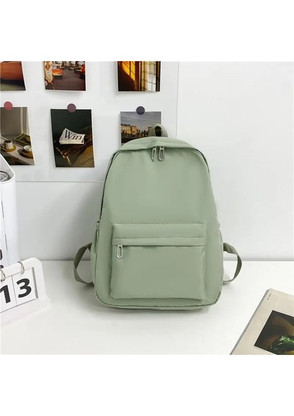 Kadınlar Okul Çantası Su Geçirmez Büyük Kapasiteli Okul Sırt Çantası Fermuar Düz Renk Gündelik Kız Günbölüm Çantası Öğrenci Tedarik Renk: Yeşil (Yurt Dışından)