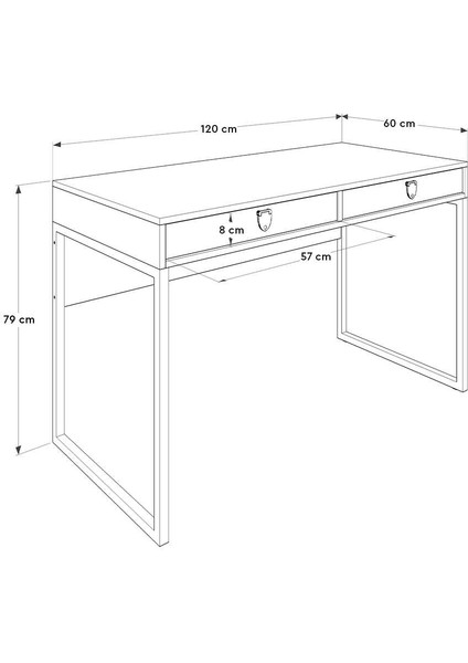 Profile Çekmeceli Çalışma Masası-Koyu Ceviz (Oslo Ceviz) 120X79X60 cm (Gxyxd)