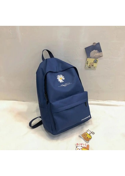 Taşınabilir Sırt Çantası Gündelik Tuval Kitap Sırt Çantası Yeşil Daisy Nakışla Yeşil Büyük Kapasiteli Sokak Seyahat Çantası Öğrenci Okul Çantaları Renk: Mavi (Yurt Dışından)