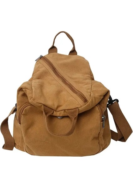 1pcs Moda Sırt Çantası Seyahat Tuval Çantası Tuval Sırt Çantası Düz ​​renk Okul Çantası Büyük Kapasiteli Seyahat Çantası Öğrenciler Renk: Kahverengi (Yurt Dışından)