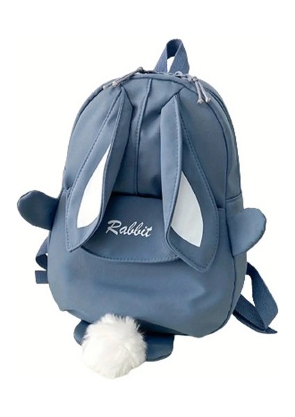 Kız Tavşan Kulak Sırt Çantası Sıradan Okul Çantası Su Geçirmez Büyük Kapasiteli Okul Okul Sırt Çantası Pürüzsüz Fermuar Katı Gençler Seyahat ve Hediyeler Renk: Mavi (Yurt Dışından)