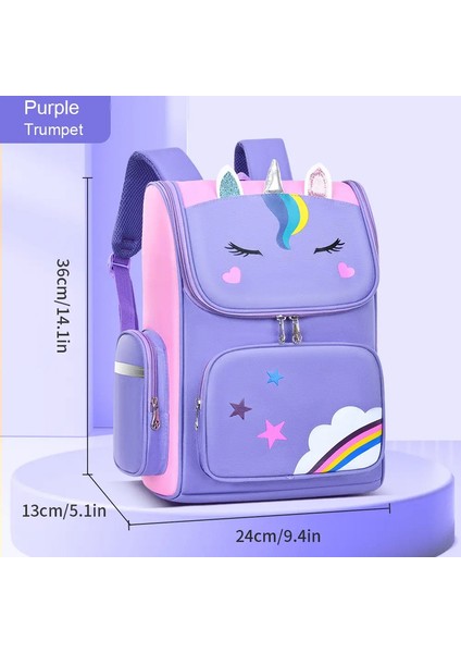 Çocuklar Ilkokul Öğrencileri Okul Çantası Kızları 1,2,3,4,5,6 Sınıflar 6-12 Yaş Arası Omuzlar Sırt Çantası Sevimli Su Geçirmez Açık Renk: Mor Trompet (Yurt Dışından)
