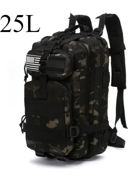 25L/50L Taktik Sırt Çantası Molle Çanta Açık Çantalar Yürüyüş Kampı Için Sırt Çantası Trekking Avcılık Avcılık Balıkçı Çantaları Sırt Çantaları Renk: Camo BLACK-25L (Yurt Dışından)