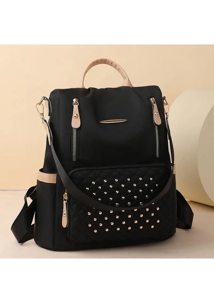 Kadın Moda Çanta Büyük Kapasite Naylon Sırt Çantaları Kadın Büyük Seyahat Paketi Okul Çantaları Genç Kızlar Omuz Çantası Renk: Siyah/boyut: 16 Inç (Yurt Dışından)