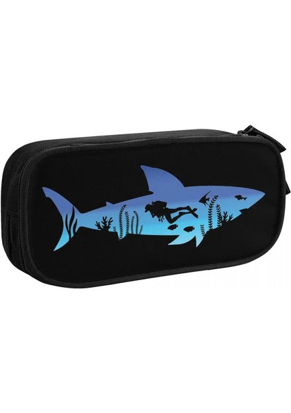 Köpekbalığı Diverji Tüplü Dalış Dalış Pencil Kılıf Güzel Deniz Ekipmanı Kalem Çantaları Kız Çocuk Büyük Öğrenciler Okul Kozmetik Pencil Penciasescolor: 2black (Yurt Dışından)