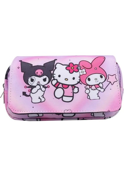 Miniso Kuromi Schoolbag Öğrencileri Kawaii Çift Katmanlı Kalem Çantası Büyük Kapasite Gündelik Sırt Çantası Karikatür Baskı Poşeti Renk: Kahverengi (Yurt Dışından)