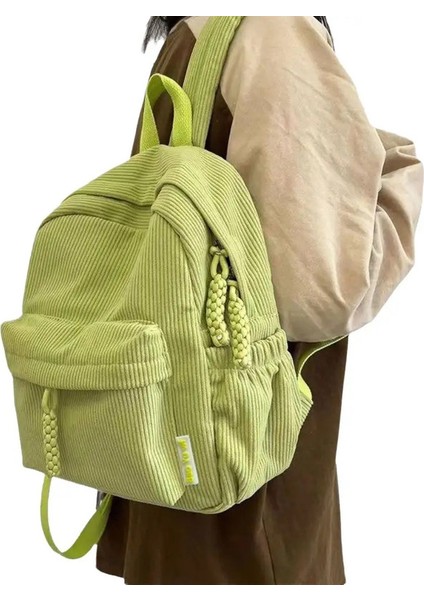 Genç Düz Renk Kadife Sırt Çantası El Çantası Sırt Çantası Küçük Okul Çantaları Rahat Gidip Öğrenci Kitap Çantaları Kadın Renk: Yeşil (Yurt Dışından)