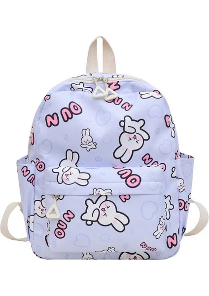 Karikatür Tavşan Desen Sırt Çantası Büyük Kapasiteli Hediye Tek Omuz Çantası Su Geçirmez Çok Fonksiyonel Kitap Çanta Kız Renk: Mor (Yurt Dışından)
