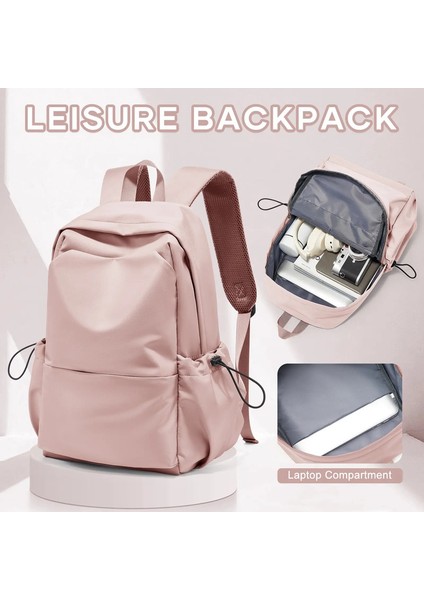 Basit Düz Renkli Gündelik Sırt Çantası, Hafif Çok Yönlü Lise Öğrenci Okulu Sırt Çantası, Çok Yönlü Düz Renkli Gündelik Renk: Pembe (Yurt Dışından)