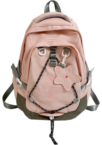 Pembe Büyük Kapasiteli Sırt Çantaları Kadınlar Için Lüks Tasarımcı Çanta Oxford Posta Okul Çantaları Nakış Su Geçirmez Kore Omuz Çantası Renk: Pembe (Yurt Dışından)