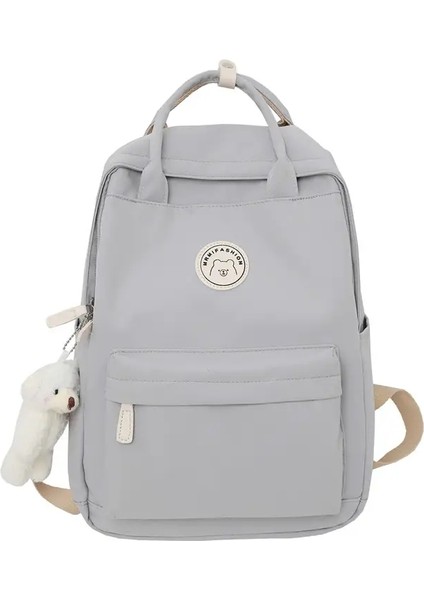 Moda Kadınlar Gençler Için Büyük Kapasite Sırt Çantası Siyah Okul Çantası Kadın Iş Seyahati Kitap Çantası Kız Su Geçirmez Yeni Mochila Renk: Gri/beden: Ayı Bebek ile (Yurt Dışından)