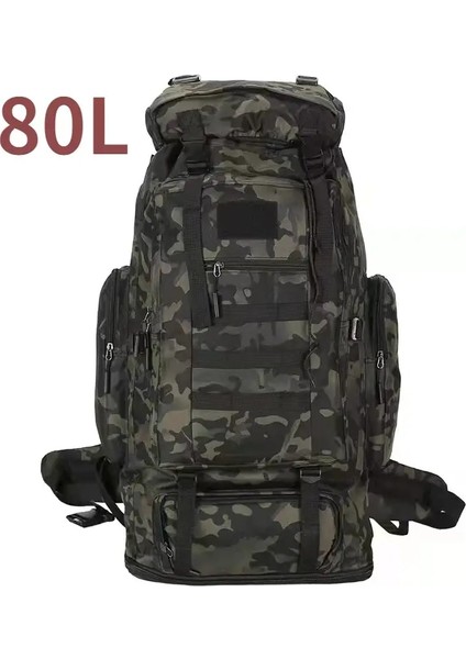 80L/100L Dağcılık Çantası Tırmanış Çantası Taktik Sırt Çantaları Büyük Sırt Çantası Açık Havada Yürüyüş Kampı Seyahat Çantaları Renk: 80L (Camoblack) (Yurt Dışından)