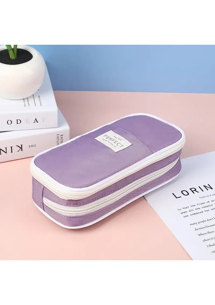 Kalem Kılıfı Kırtasiye Okul Ofis Malzemeleri Büyük Kapasiteli Kurşun Kalem Kılıfları Poşet Ofis Masası Depolama Çantaları Öğrenciler Çocuk Kalem Kılıfı Renk: Mor (Yurt Dışından)