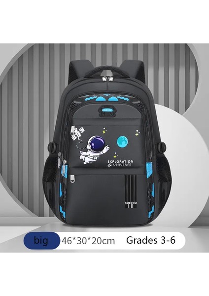 Çocuklar Sırt Çantası Çocuklar Erkekler Için Okul Çantaları Astronot Okulu Sırt Çantası Su Geçirmez Birincil Kitap Çantası Mochila Infantil Renk: Big-Black (Yurt Dışından)