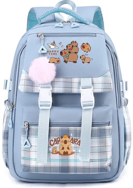 Kawaii Capya Sırt Çantası Kızlar Için Erkek Kadın Anime Baskılı Kitap Çantası Çantası Öğrenci Çocuklar Sokak Çekçesi Schoolbag Rucksack Renk: Mavi (Yurt Dışından)