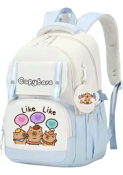Capya Backpack Ilköğretim Öğrenci Karikatür Sırıkları Yüksek Görünümlü Büyük Kapasite Anti-Düzenli Sırt Çantası Capya Sırt Çantası Renk: Mavi (Yurt Dışından)