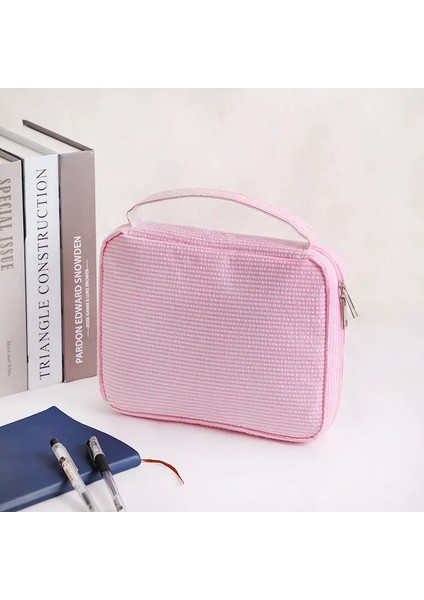 Çizgili Incil Kapakları Seersucker Kılıf Çantası Kadınlar Için Saplamalı Kızlar Hafif Sanat Hediyeleri Gençler Kitap Koruyucu Taşıyıcı Renk: Pembe (Yurt Dışından)