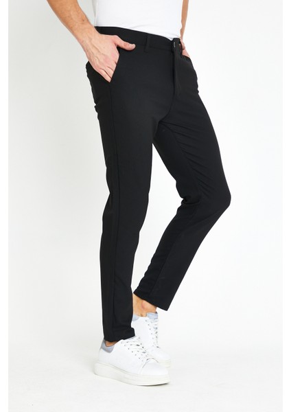 Erkek Siyah Italyan Kesim Slimfit Kumaş Pantolon modelleri