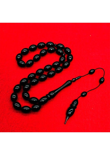 Usta Işçilikli Siyah Sıkma Ateş Kehribar Tesbih