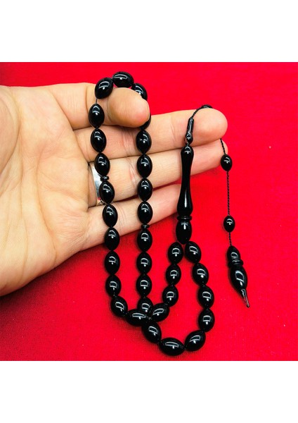 Usta Işçilikli Siyah Sıkma Ateş Kehribar Tesbih fiyatları